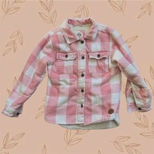 Outdoor kids bass pro shops pink buffalo plaid shacket Sherpa lined